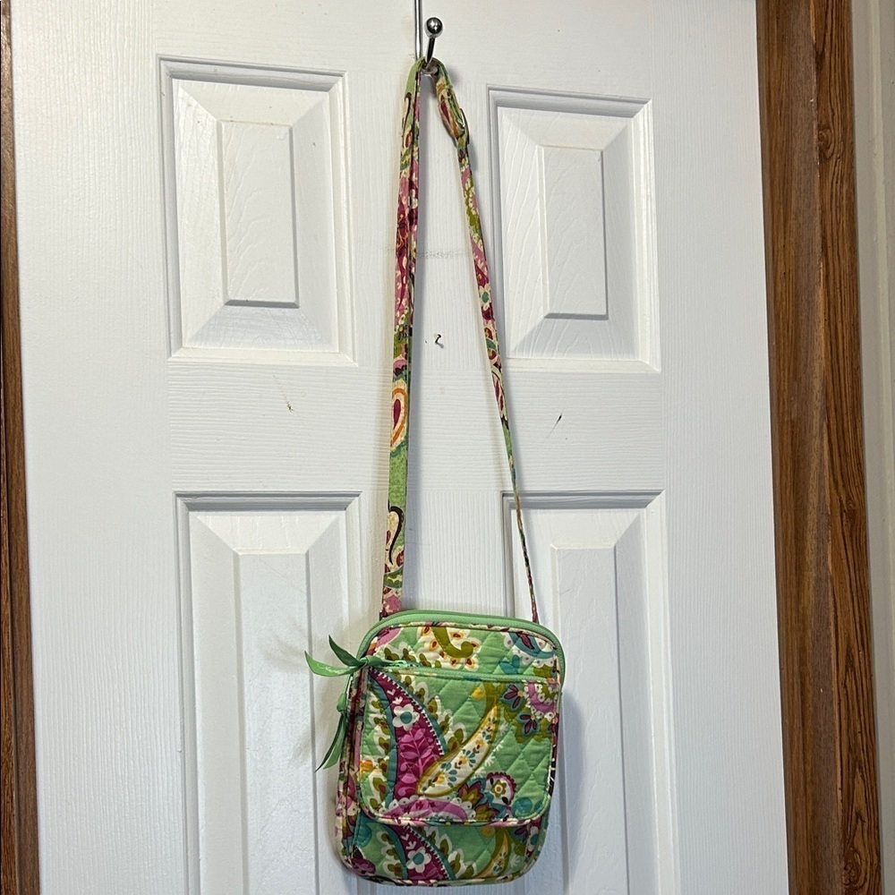 Vera Bradley Green Quilted Floral Crossbody Bag